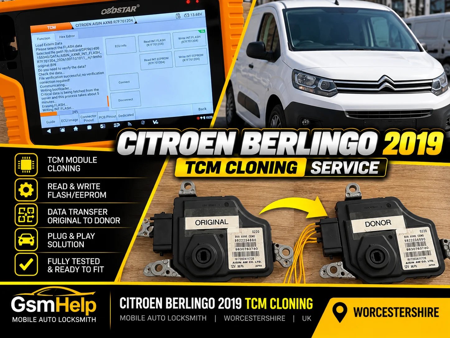 Citroën Berlingo 2019 Aisin AXN8 TCM cloning and gearbox ECU data transfer