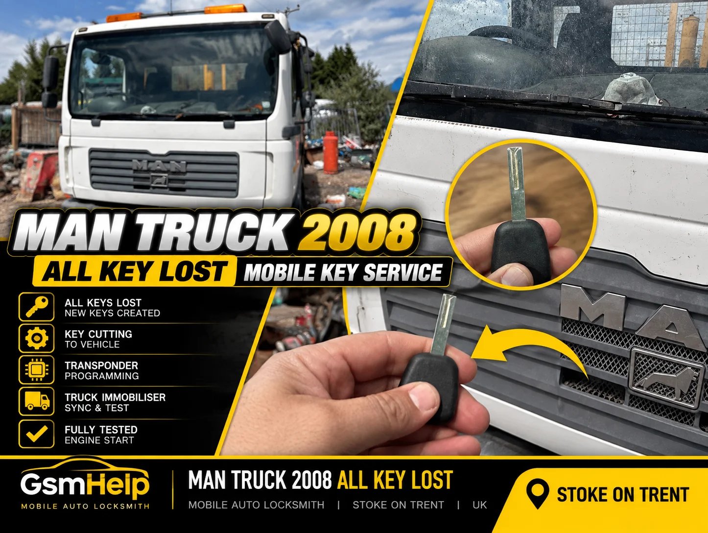 2008 MAN truck all keys lost key replacement in Stoke-on-Trent