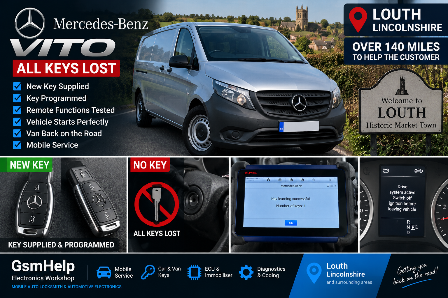 Mercedes Vito all keys lost replacement key programmed near Louth Lincolnshire