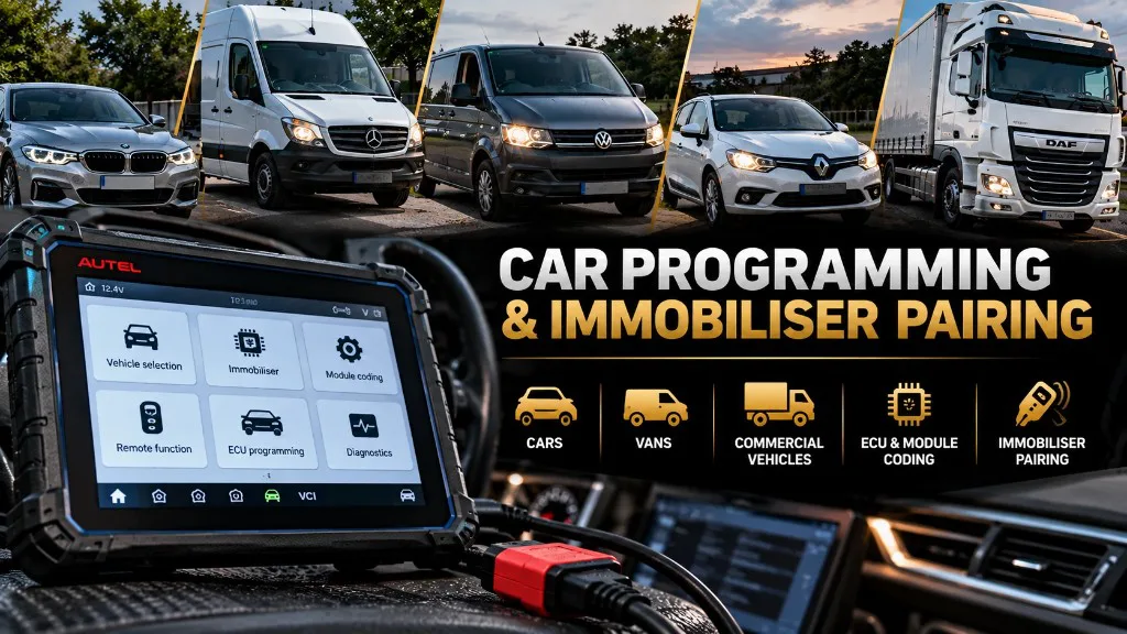Car key programming and immobiliser pairing for cars, vans and commercial vehicles