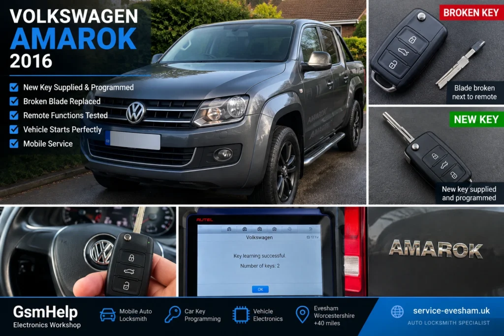 Volkswagen Amarok replacement car key supplied and programmed after broken key blade