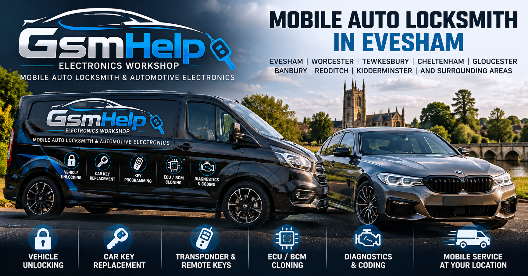 Mobile Auto Locksmith Evesham | GsmHelp Electronics Workshop