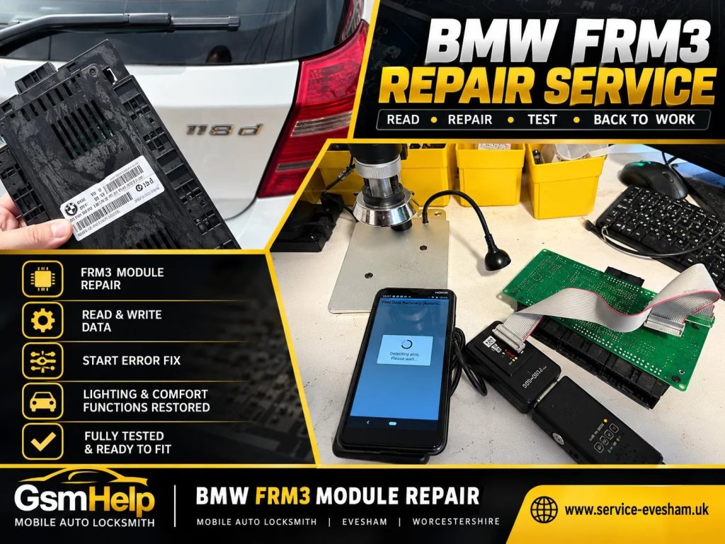 BMW FRM3 footwell module repair and electronic memory recovery in Evesham